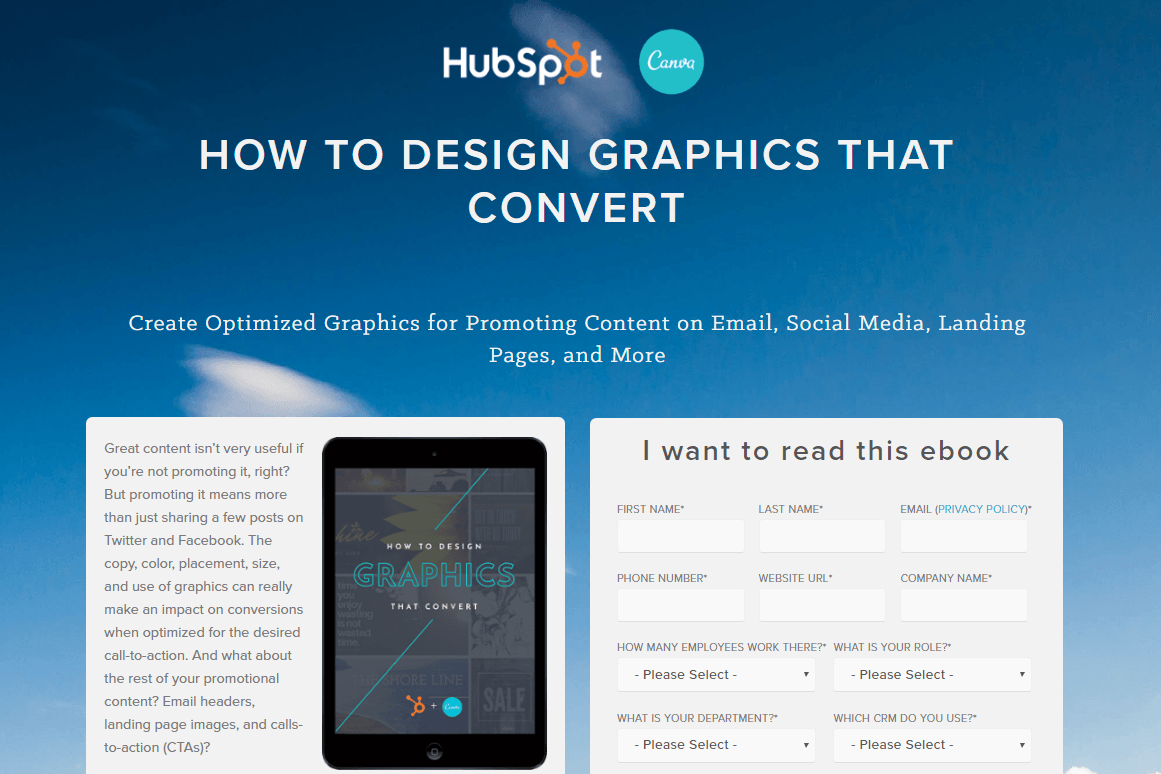 the Picture Shows an Ebook Landing Page from Hubspot 