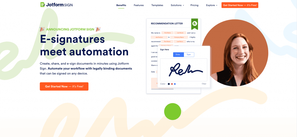 the Picture Shows One of the Saas Project Management Tools Namely Jotform Sign