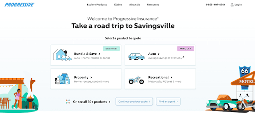 the Image Shows a Screenshot of a Progressive Corporation Website's homepage