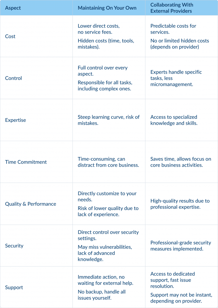 Maintaining a Wordpress Website  Own Vs External Providers