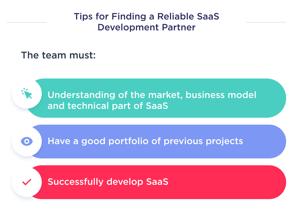 the Illustration Shows Three Useful Tips to Help You Find a Reliable Saas Application Development Partner Saas App Development in 2025 Process Challenges and Tips