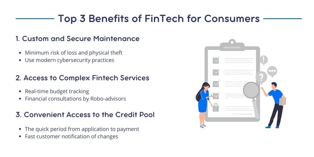 Three Main Fintech Advantages Consumers Receive when Using a Fintech Product 12 Benefits of Fintech for Business and Consumers Spdload