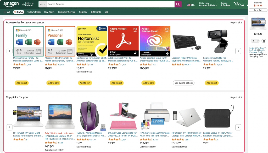 Amazon Recommending Additional Products