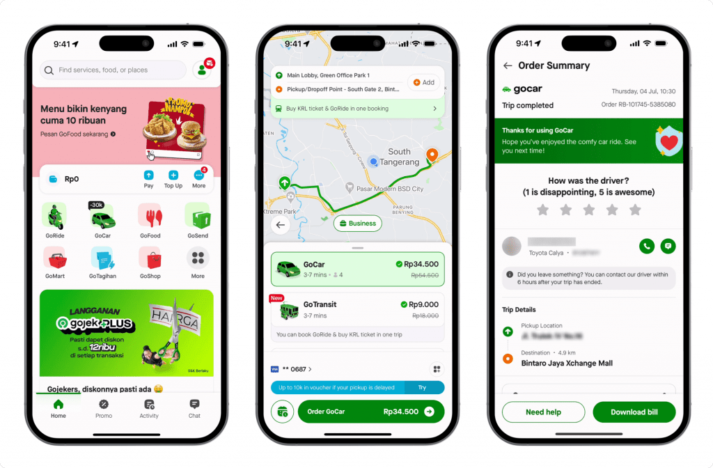 Gojek interface example