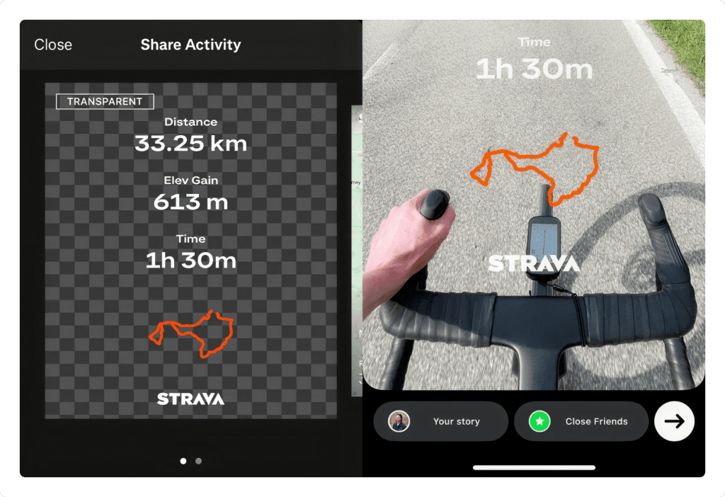 Strava interface example