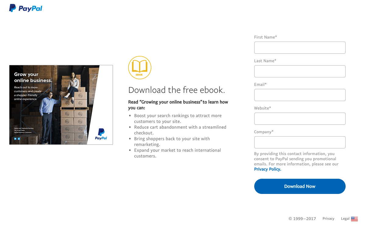Paypal landing page | Spdload the Picture Shows an Advertisement for an E book from Paypal