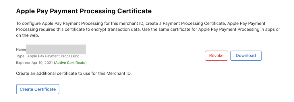 Step of Adding an Apple Pay Payment Processing Certificate