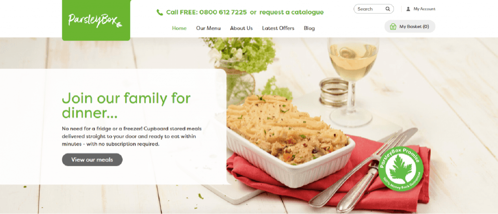 the Picture Shows Parsley Box a Food Delivery Startup 