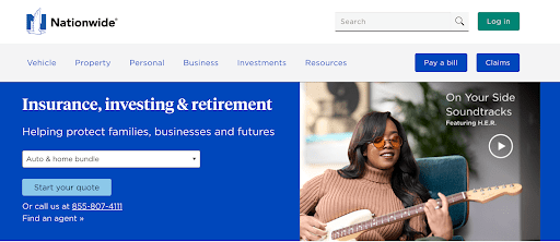 the Image Shows a Screenshot of a Nationwide Website's homepage