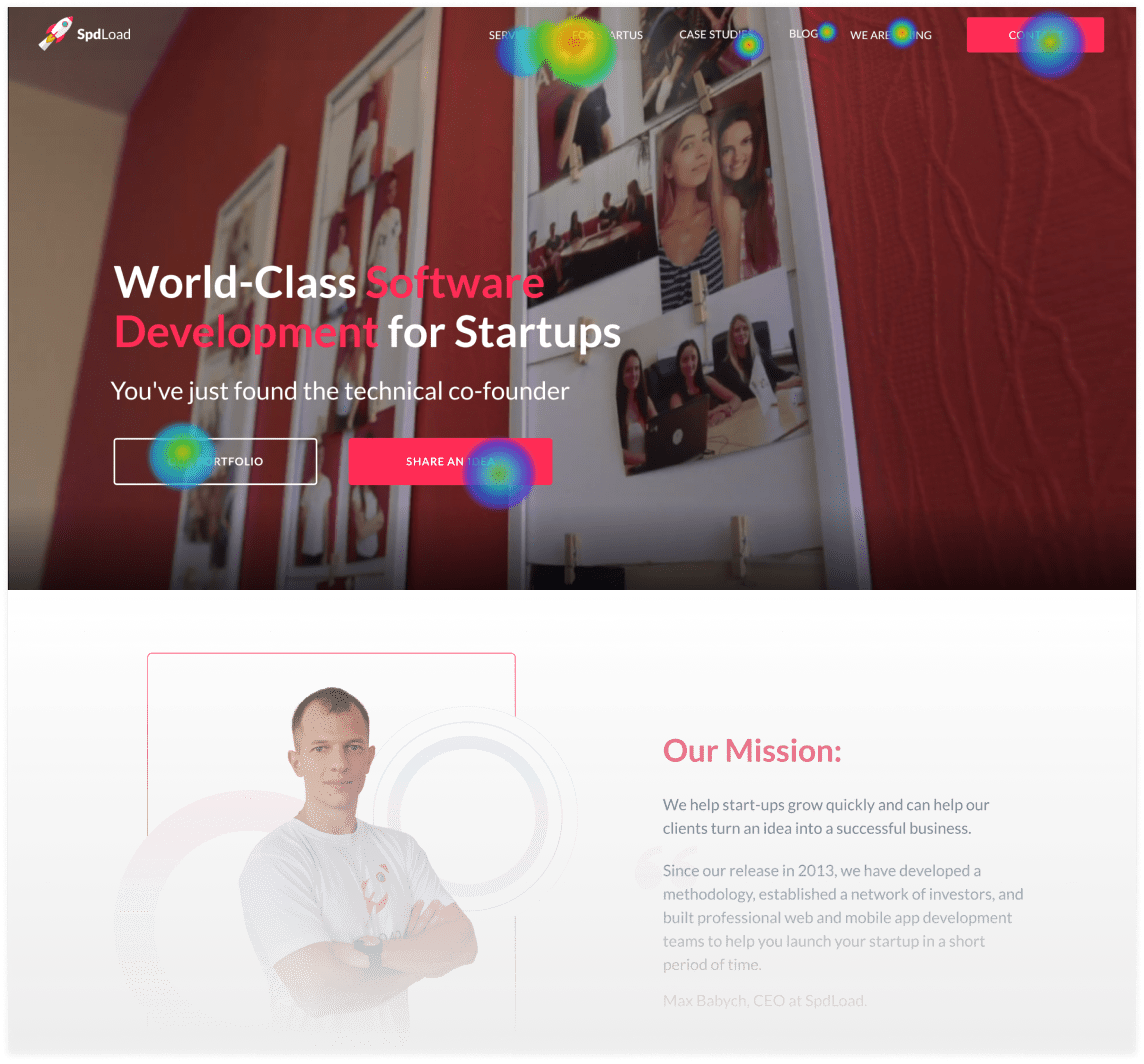 Example of a clicks heathmap