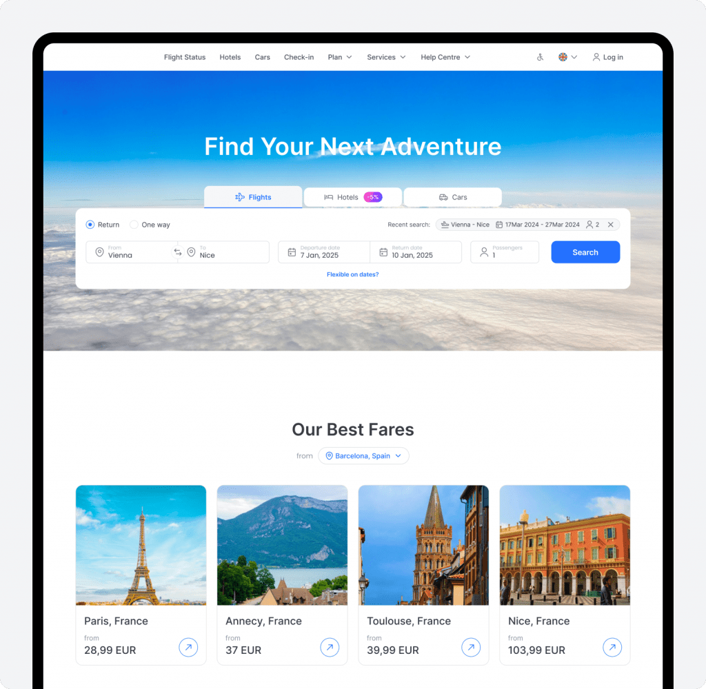 Flight Booking Website — Conceptual Redesign